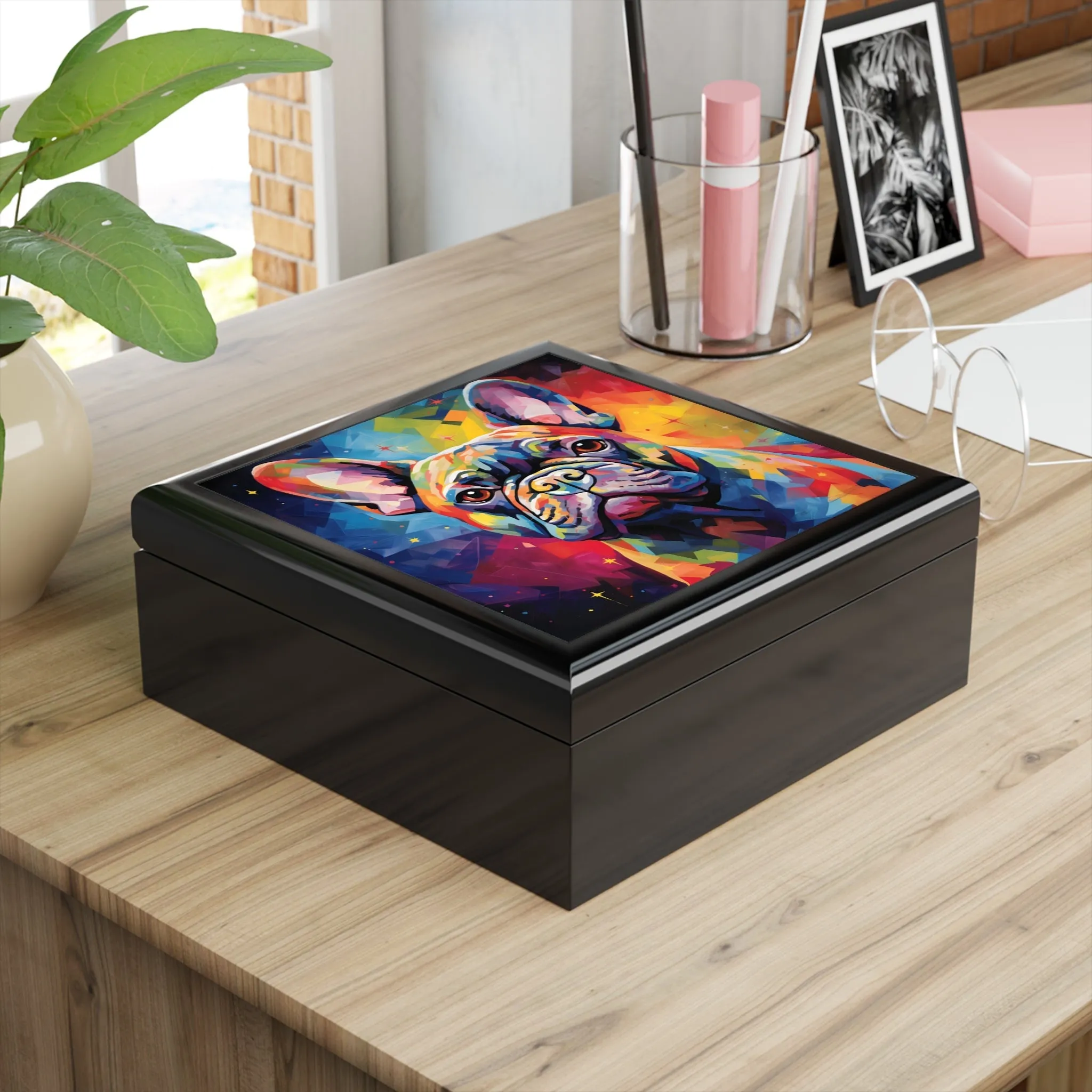 Pop Art French Bulldog Art Print Gift and Jewelry Box