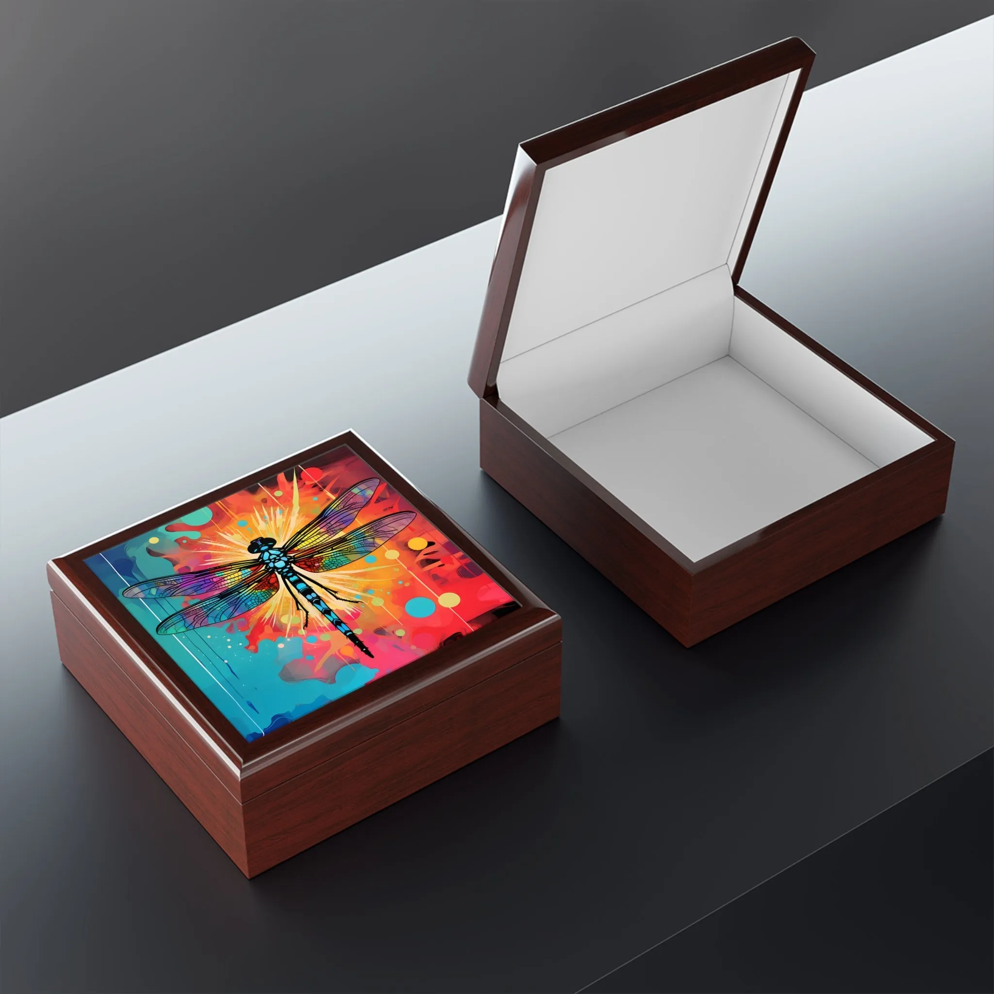 Pop Art Style Dragonfly Artwork Print Gift and Jewelry Box