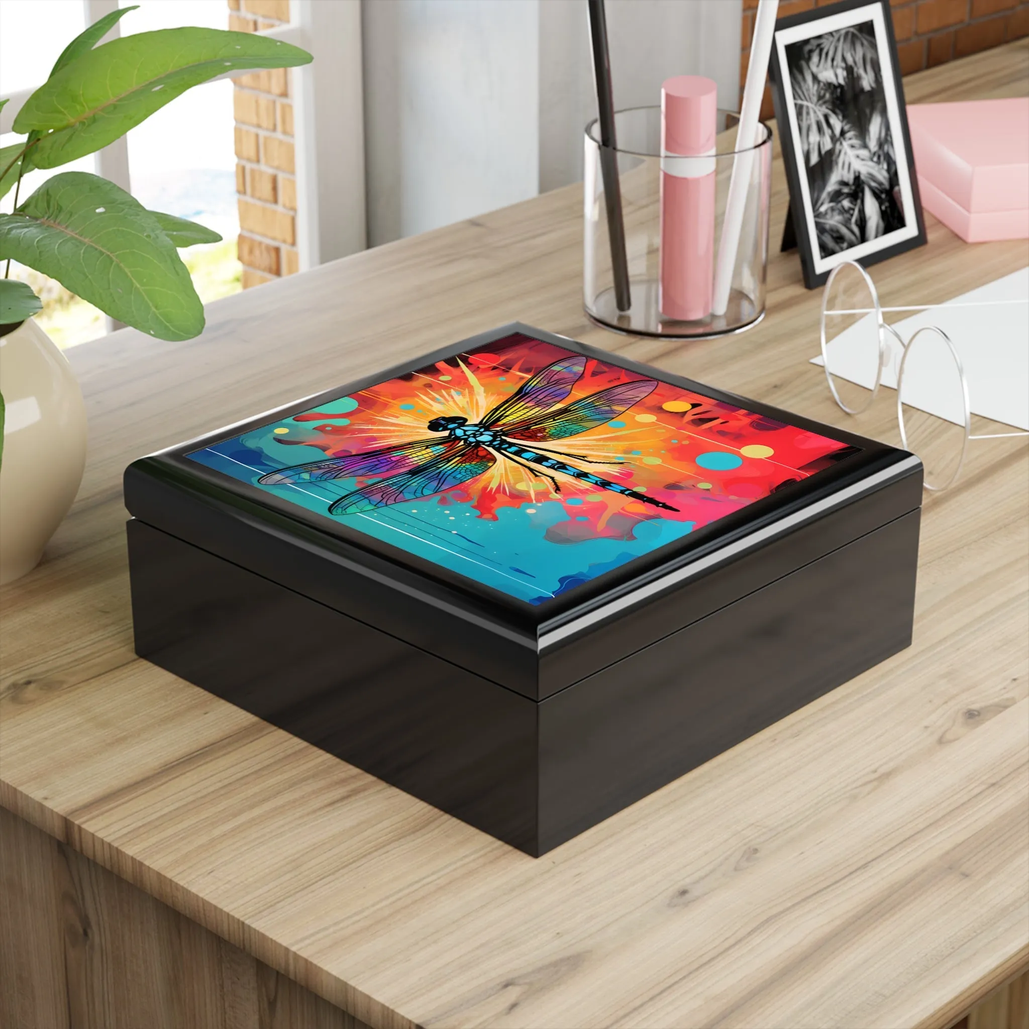 Pop Art Style Dragonfly Artwork Print Gift and Jewelry Box