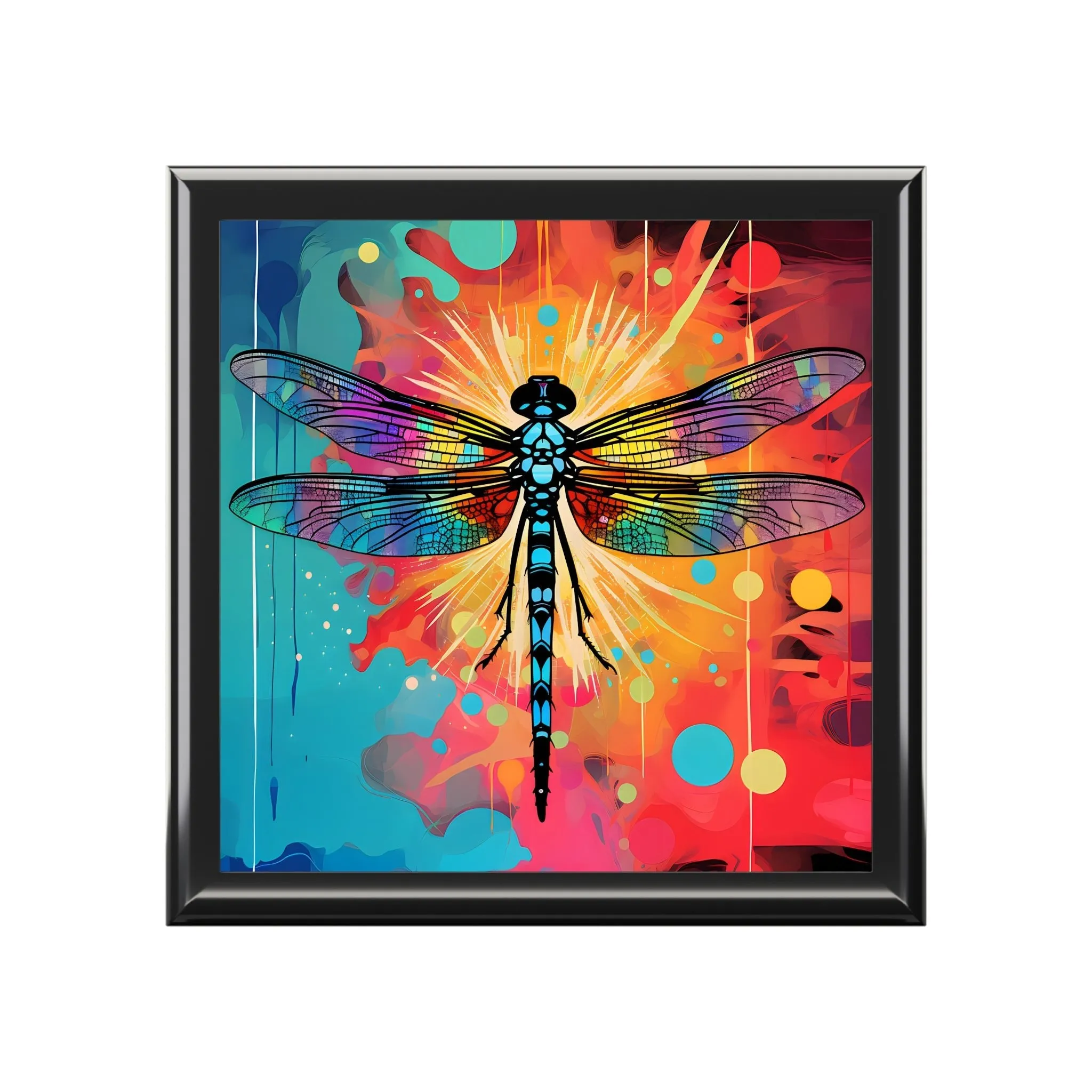 Pop Art Style Dragonfly Artwork Print Gift and Jewelry Box