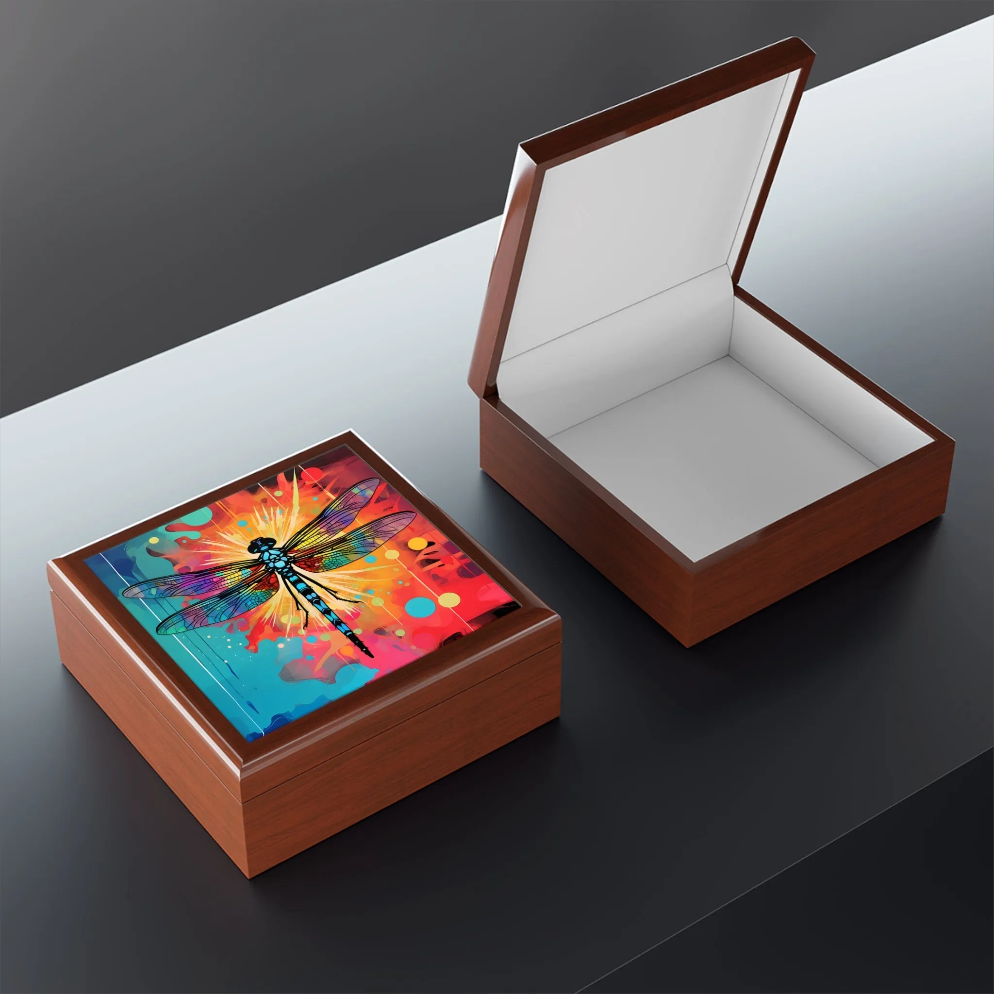 Pop Art Style Dragonfly Artwork Print Gift and Jewelry Box