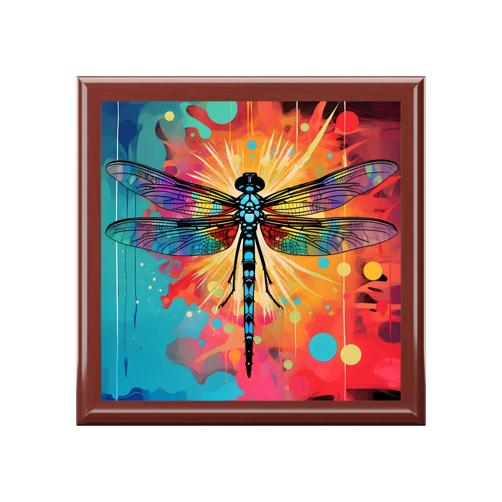 Pop Art Style Dragonfly Artwork Print Gift and Jewelry Box