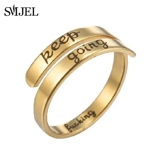 Punk Engraved Letter Ring