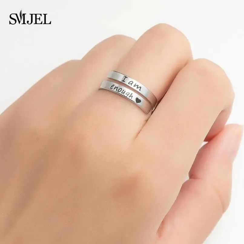 Punk Engraved Letter Ring