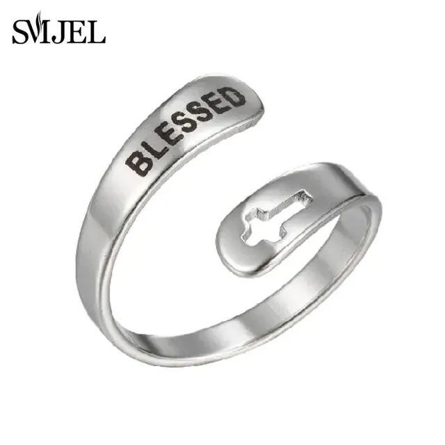 Punk Engraved Letter Ring