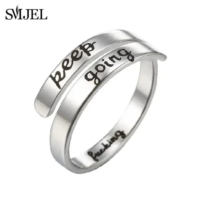 Punk Engraved Letter Ring