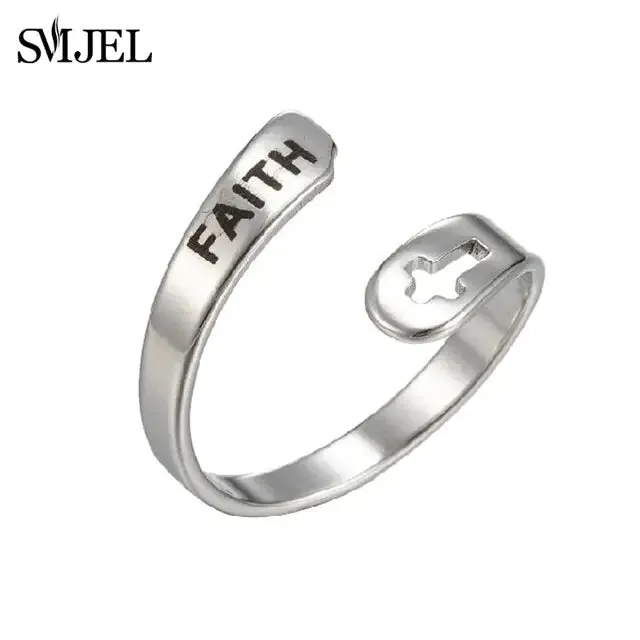 Punk Engraved Letter Ring