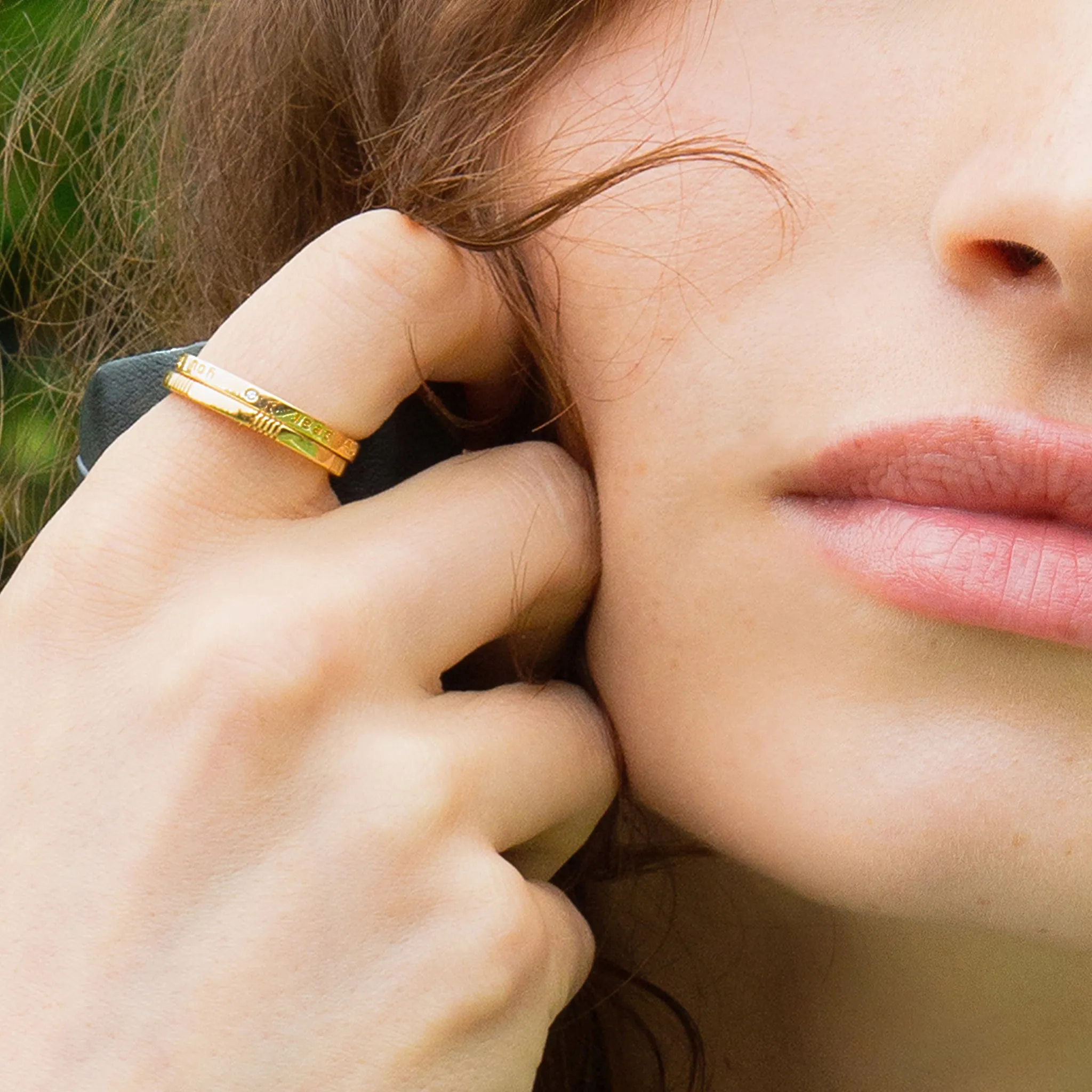 "Carpe Diem" Striped Poesy Stackable Ring