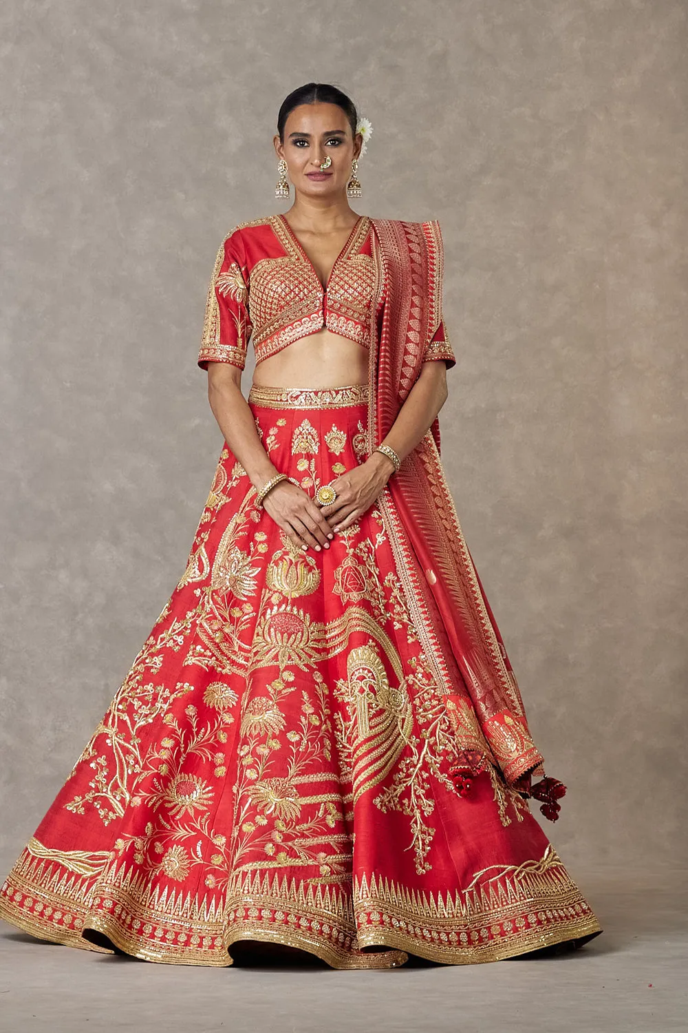 Red Bagh-E-Bahar Neelkamal Lehenga