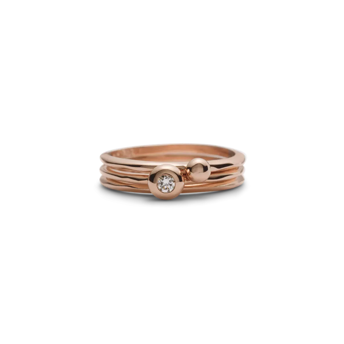 Rose GoldCroí álainn diamond bubble 3 stack