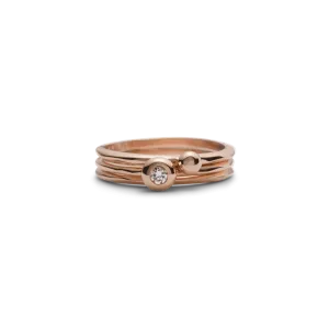 Rose GoldCroí álainn diamond bubble 3 stack