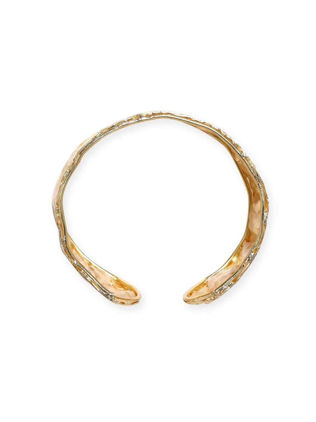 Rubans 18K Gold Plated Hammered Textured Handcrafted Free Size Bracelet