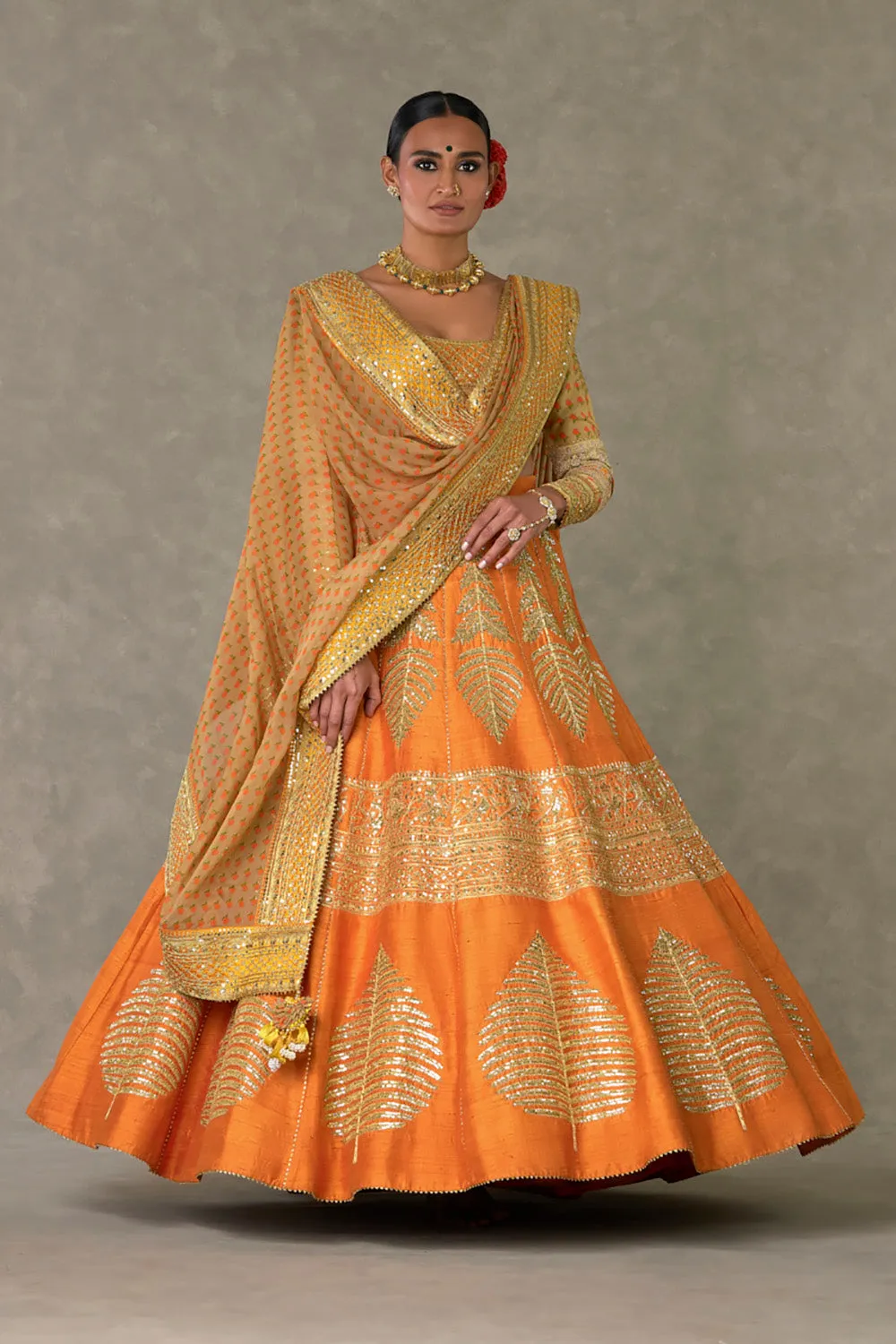 Rust 'Paan-Patti' Lehenga Set