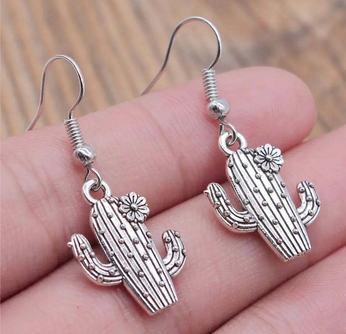 Silver Cactus Earrings