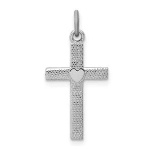 Silver Texture Heart Design Latin Cross Pendant