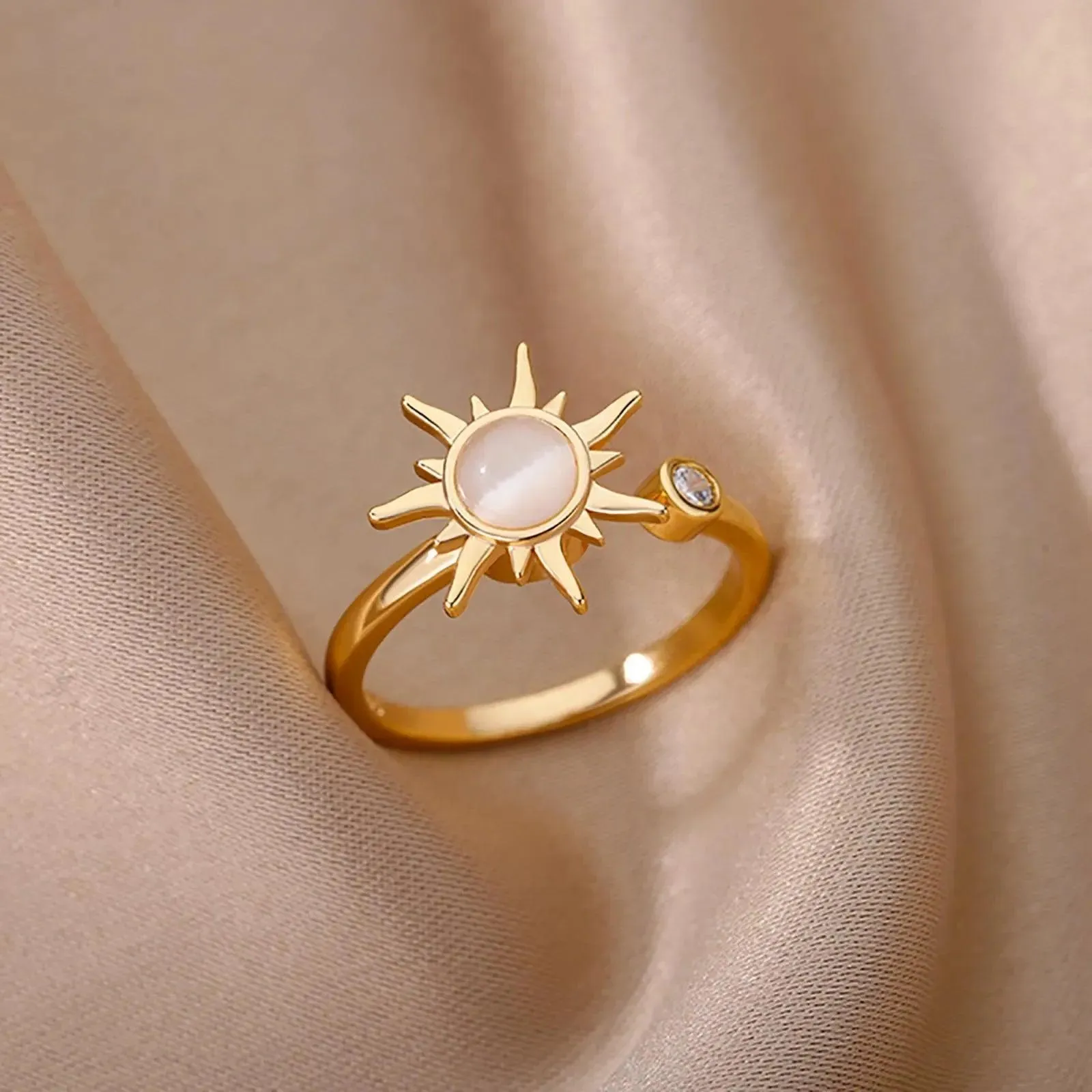 Stainless Steel Sunflower Wedding Rings for Women