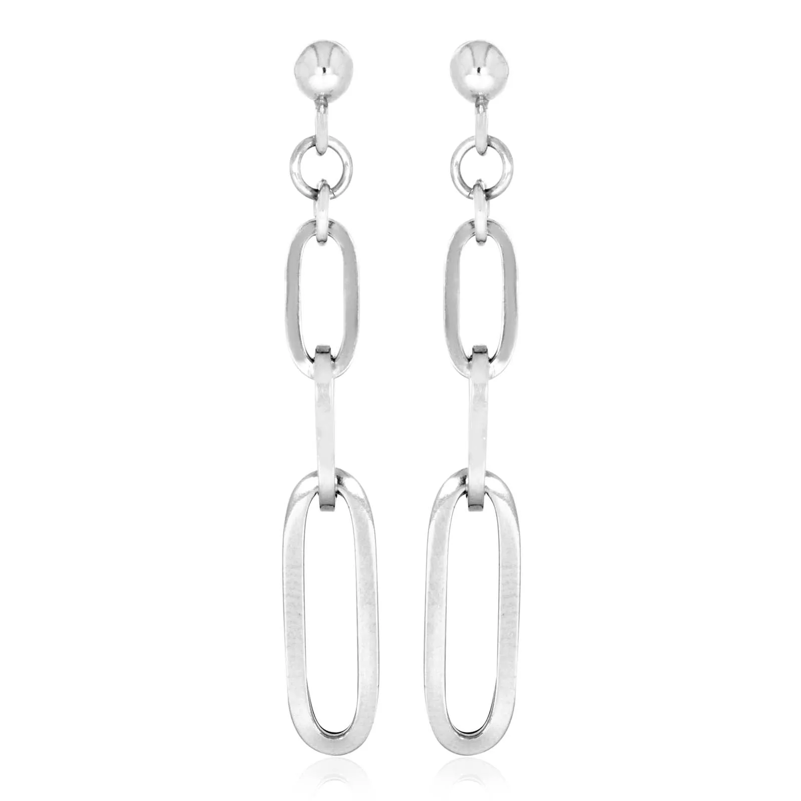 Sterling Silver 3 Link Drop Earrings