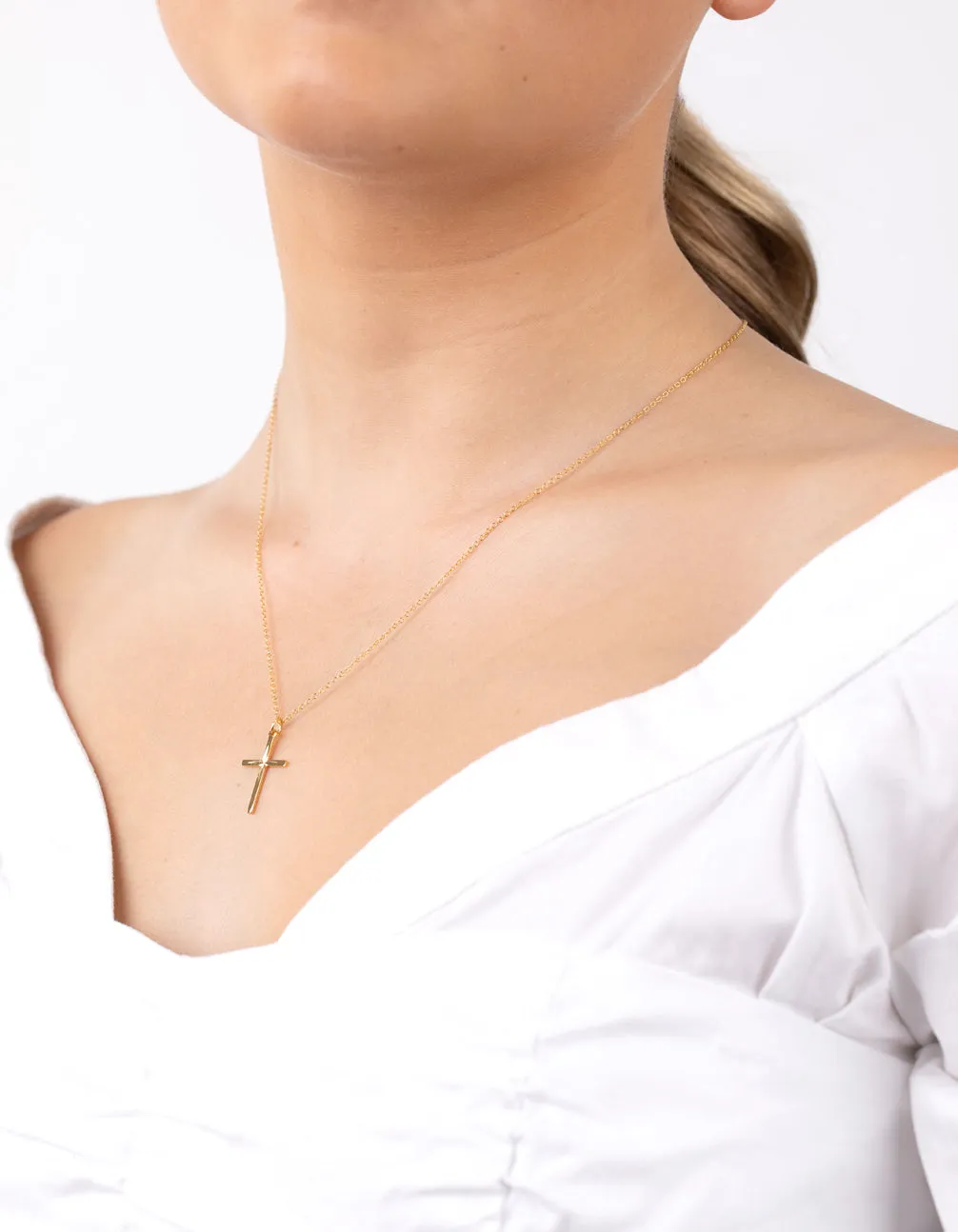 Sterling Silver Gold Cross Necklace