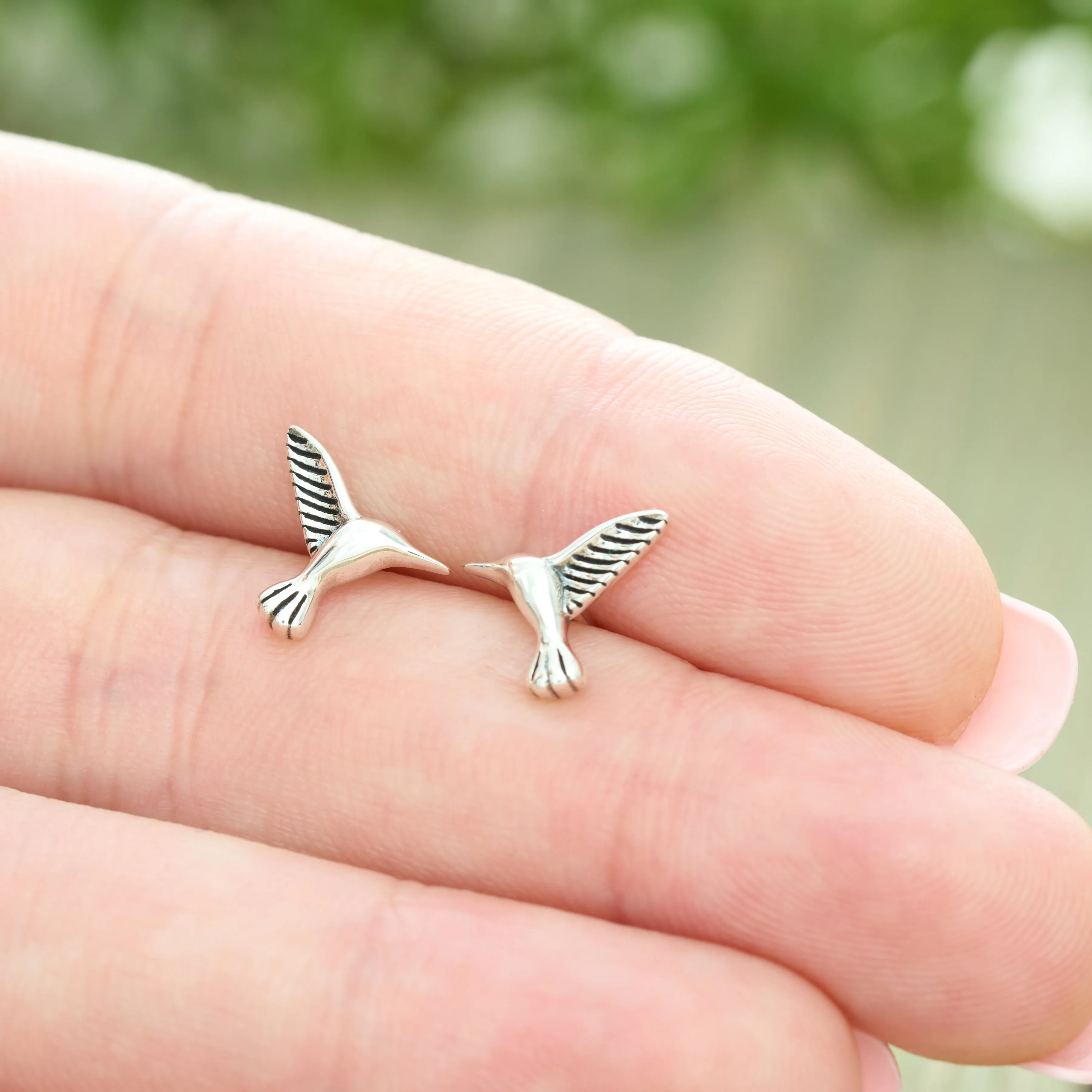 Sterling Silver Hummingbird Studs