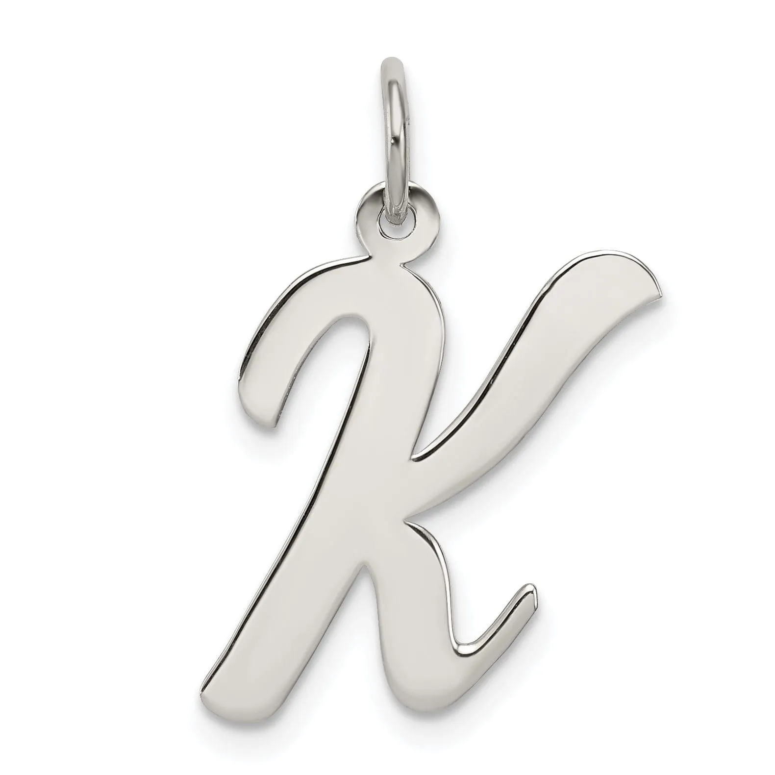 Sterling Silver Large Script Initial K Charm