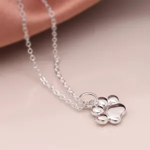 Sterling Silver Paw Print Necklace