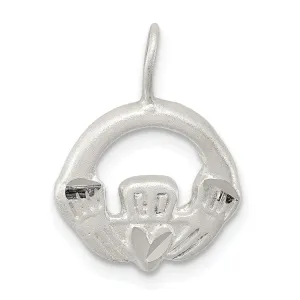 Sterling Silver Satin Finish Claddagh Charm