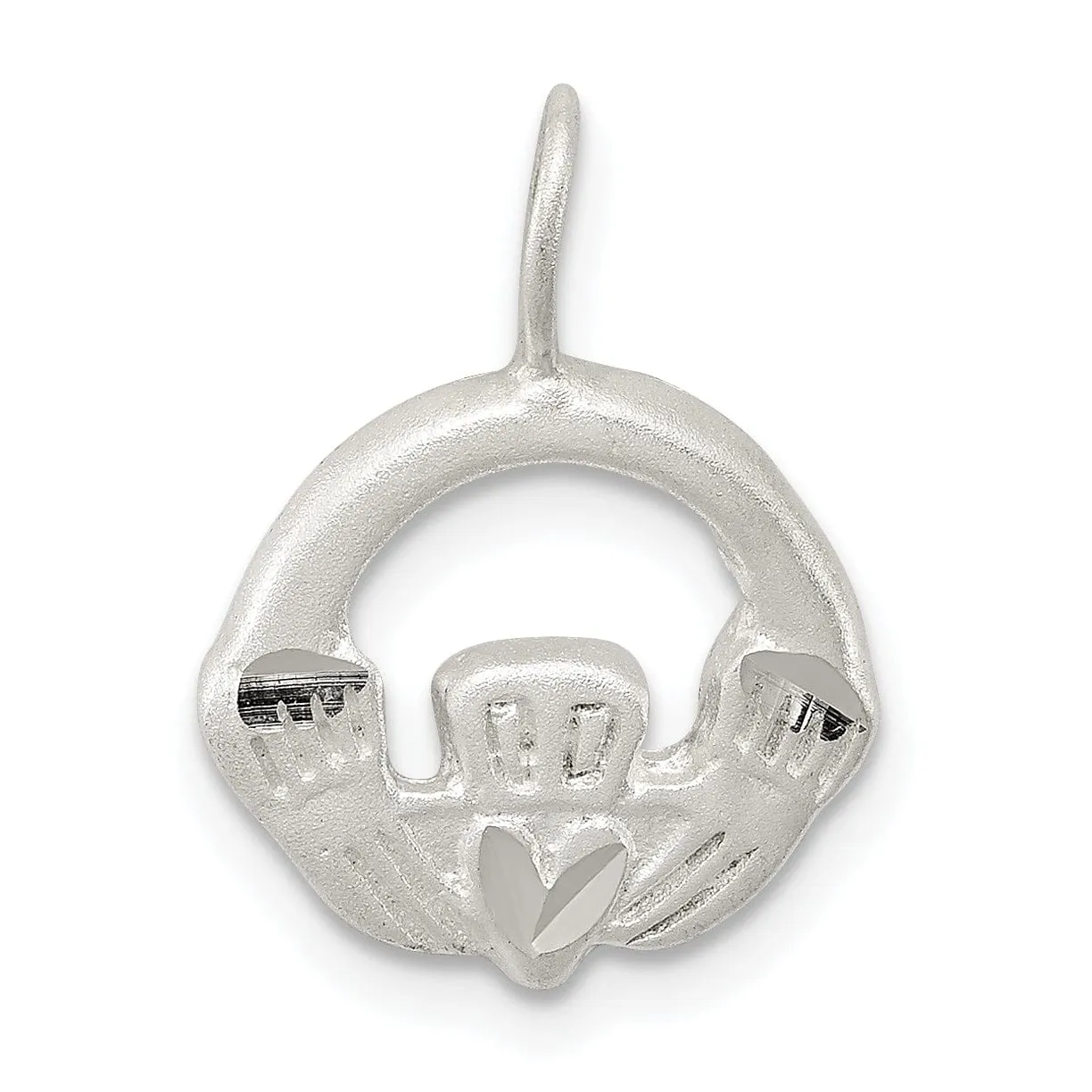 Sterling Silver Satin Finish Claddagh Charm