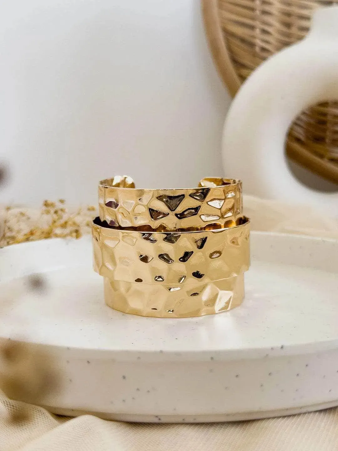 Textured Gold Cuff Bracelet