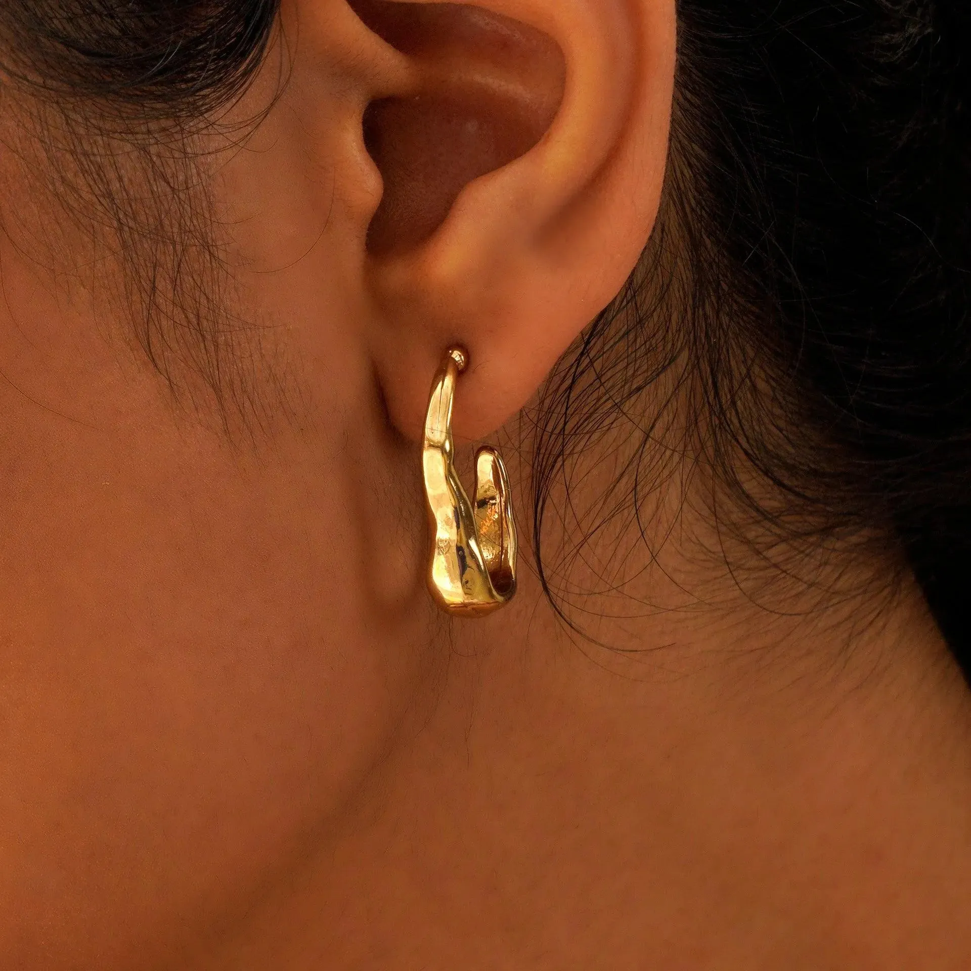 TFC Snuggy Gold Plated Hoop Earrings