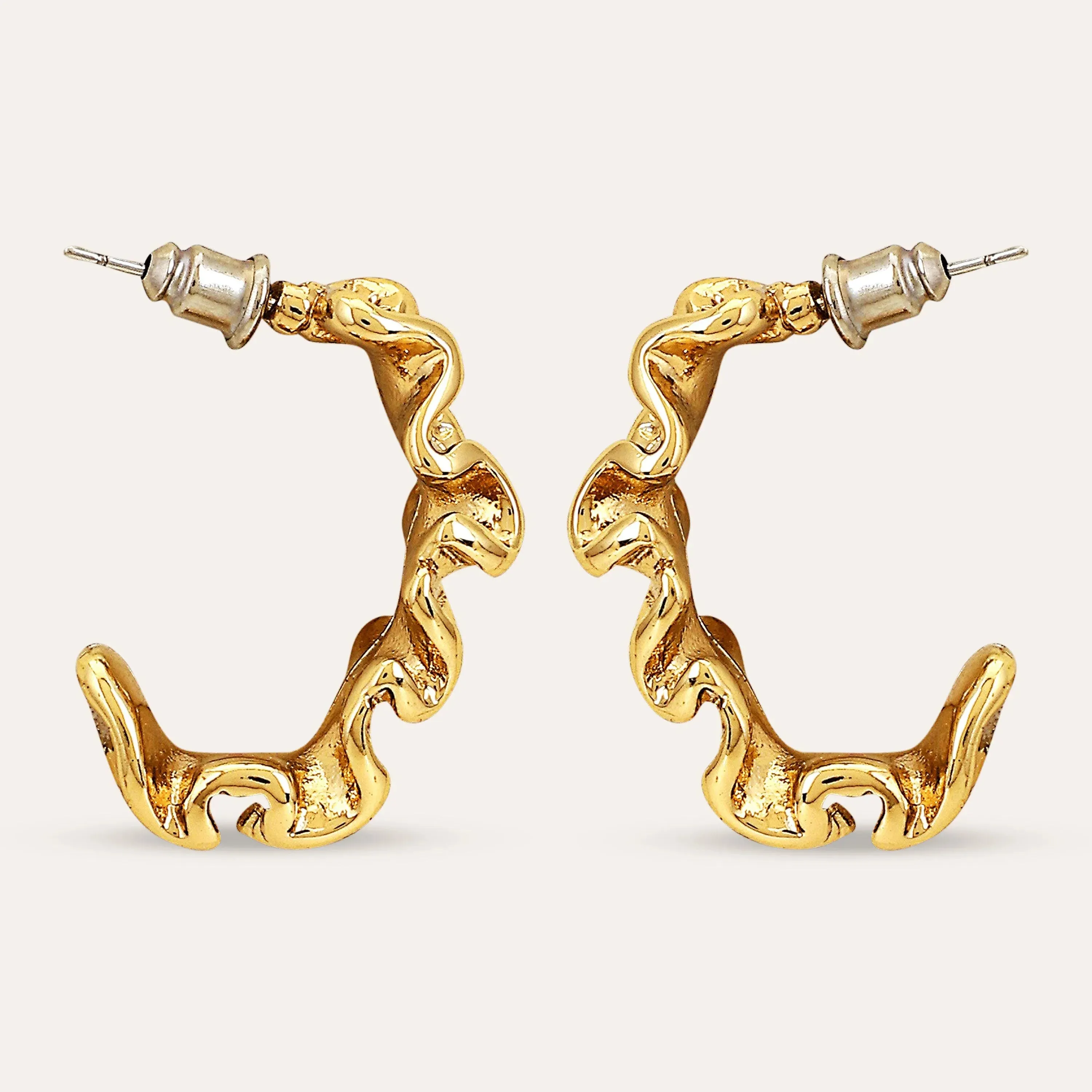 TFC Squeezy Foil Gold Plated Hoop Earrings