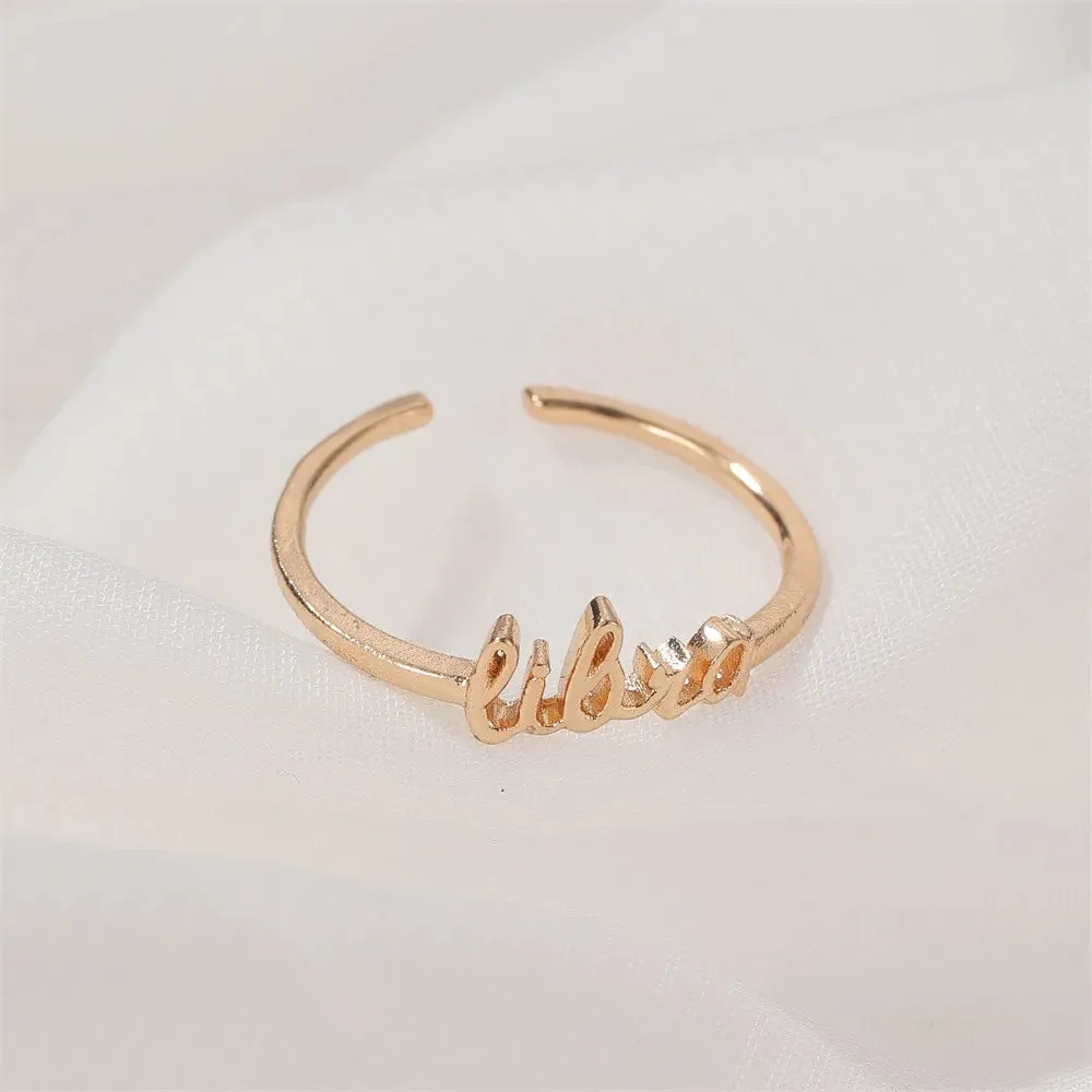 Thin Open Gold Zodiac Rings