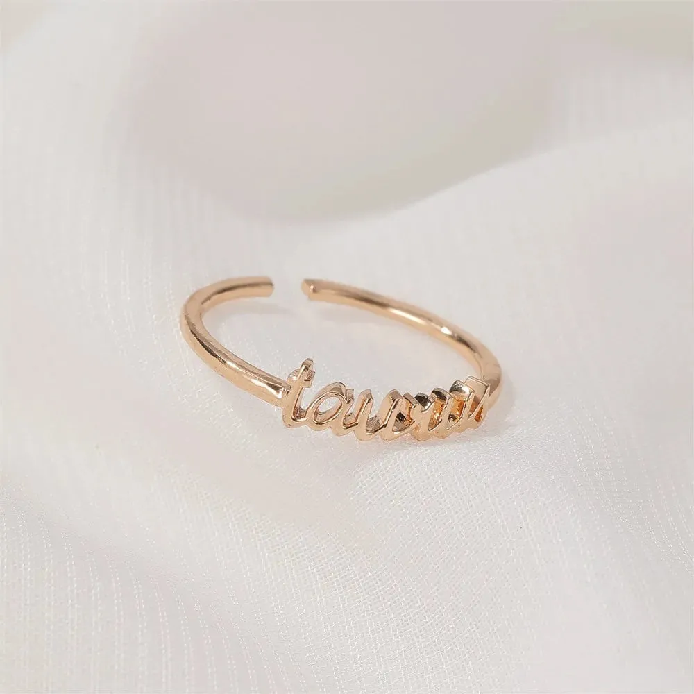 Thin Open Gold Zodiac Rings