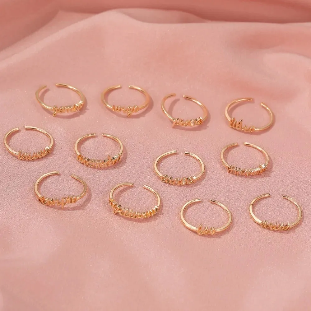 Thin Open Gold Zodiac Rings