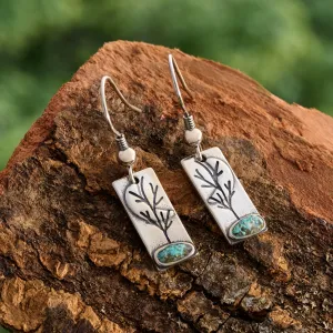 Turquoise Moon Tree Earrings