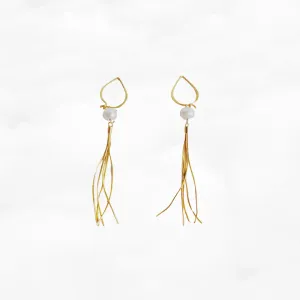 Two Style Lotus Petal Pearl Curled Tassel Earrings