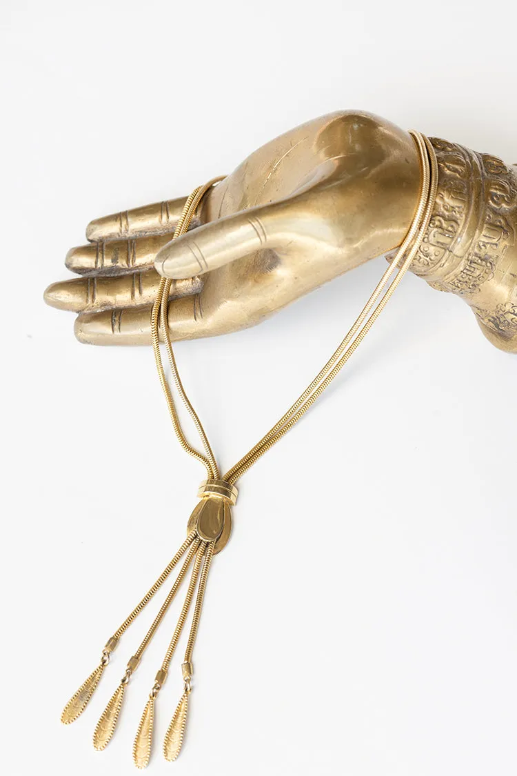 Vintage Gold Sculptural Bolo Style Necklace