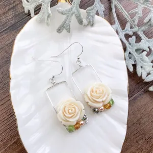 White Rose Boho Earrings