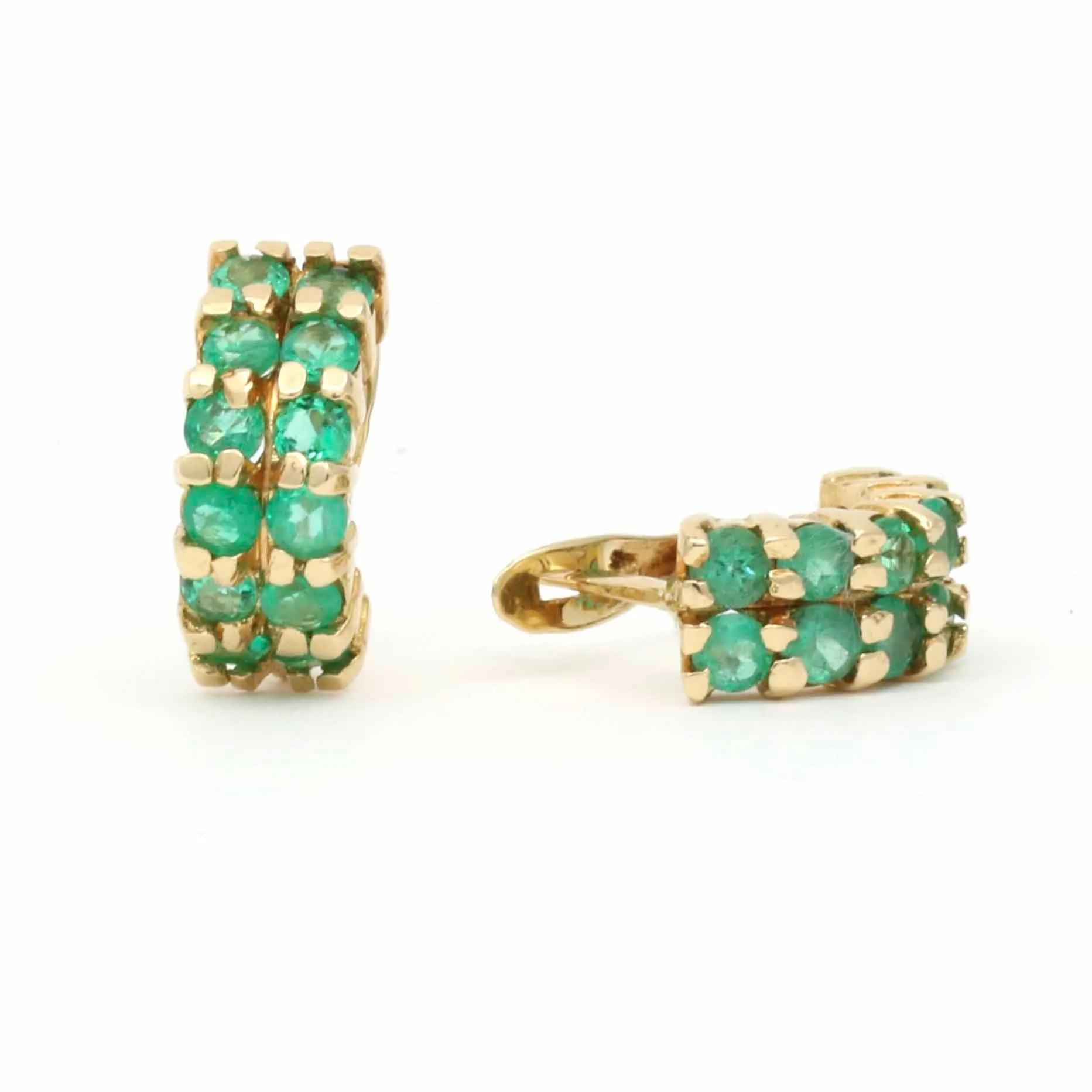 Women's Classic Emerald Half-Hoop Earrings in 18k Yellow Gold