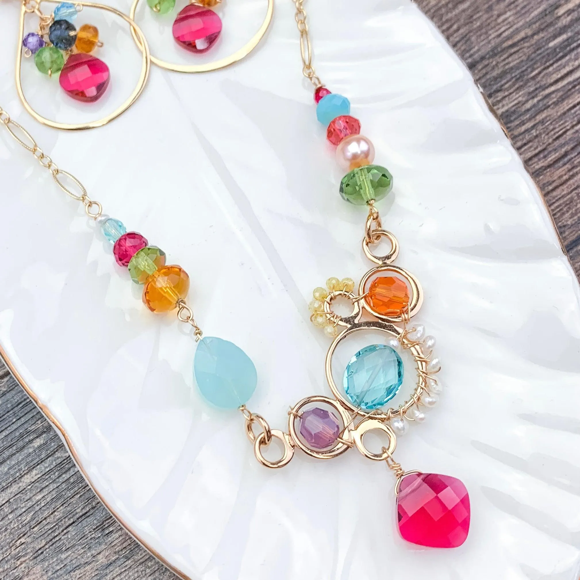 Zoe Colorful Statement Bubble Necklace